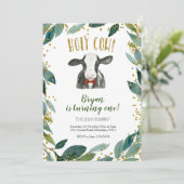 Heilige Koe Jongen Boerderij Greenery Birthday Uit Kaart (Staand voorkant)