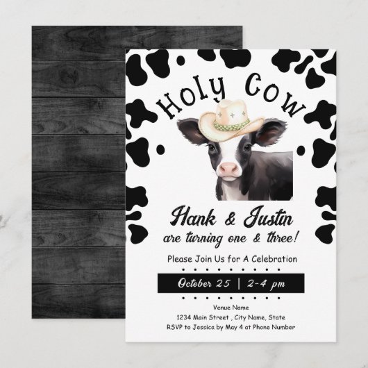 Heilige Koe Jongen Kinder Dubbele Verjaardagsuitno Kaart (Voorkant / Achterkant)