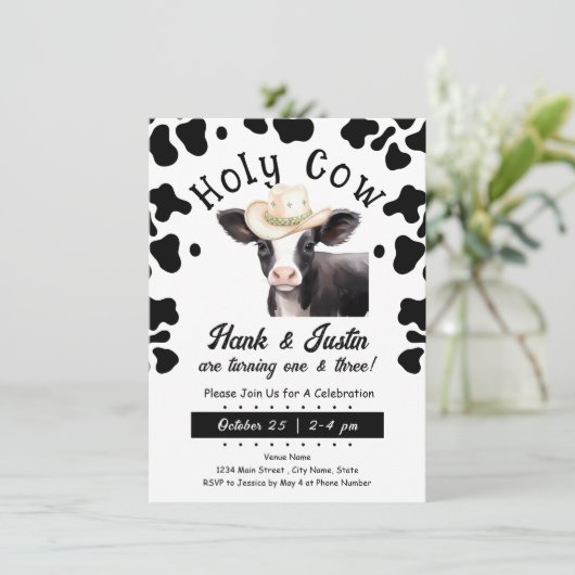 Heilige Koe Jongen Kinder Dubbele Verjaardagsuitno Kaart (Staand voorkant)