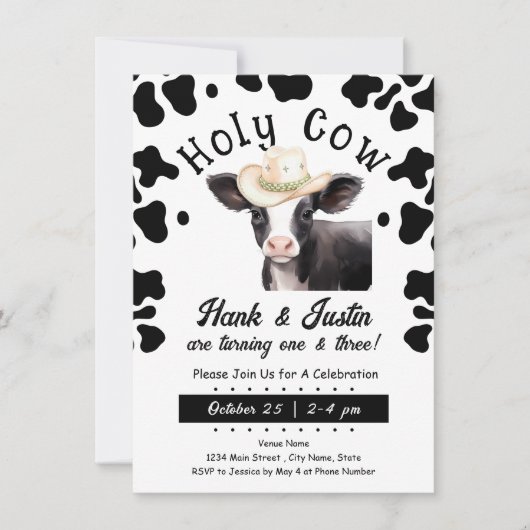 Heilige Koe Jongen Kinder Dubbele Verjaardagsuitno Kaart (Voorkant)