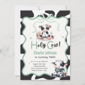 Heilige Koe! Kinderen Verjaardag Uitnodigt 1e 2e 3 Kaart (Voorkant)