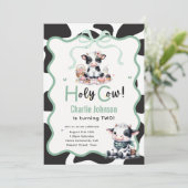 Heilige Koe! Kinderen Verjaardag Uitnodigt 1e 2e 3 Kaart (Staand voorkant)