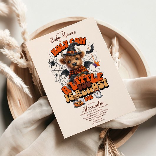 Heilige Koe Kleine Boo Halloween Babyfeestje Kaart
