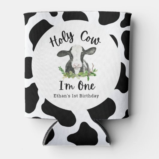 Heilige Koe Koe 1e verjaardag Favor Blikjeskoeler (Voorkant)