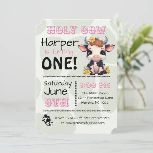 Heilige Koe Land Verjaardagsfeestuitnodiging Kaart (Staand voorkant)