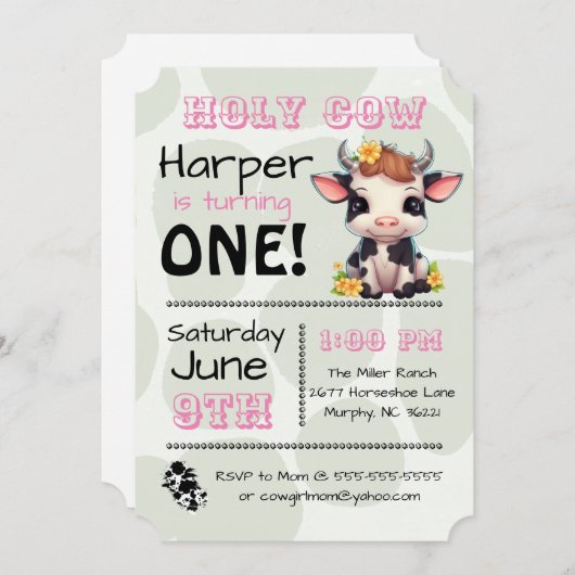 Heilige Koe Land Verjaardagsfeestuitnodiging Kaart (Voorkant / Achterkant)