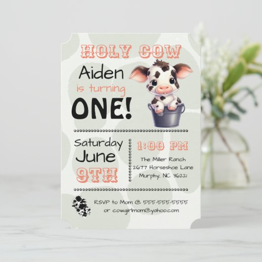 Heilige Koe Land Verjaardagsfeestuitnodiging Kaart (Staand voorkant)