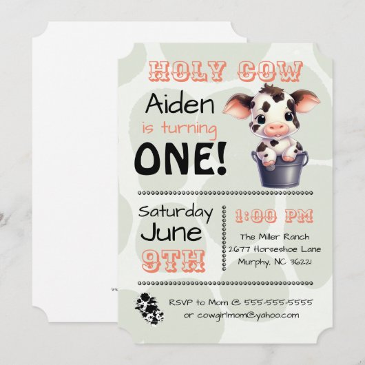 Heilige Koe Land Verjaardagsfeestuitnodiging Kaart (Voorkant / Achterkant)