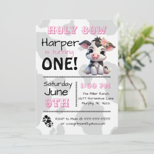 Heilige Koe Land Verjaardagsfeestuitnodiging Kaart (Staand voorkant)