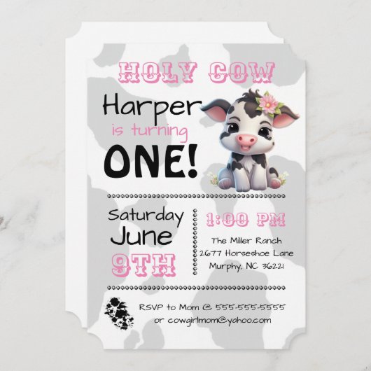 Heilige Koe Land Verjaardagsfeestuitnodiging Kaart (Voorkant / Achterkant)