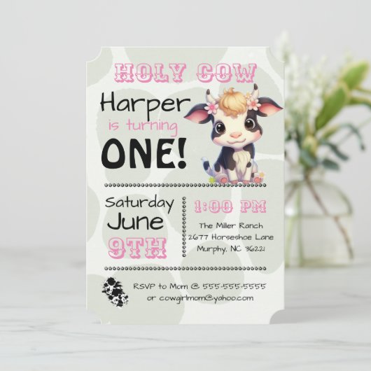 Heilige Koe Land Verjaardagsfeestuitnodiging Kaart (Staand voorkant)