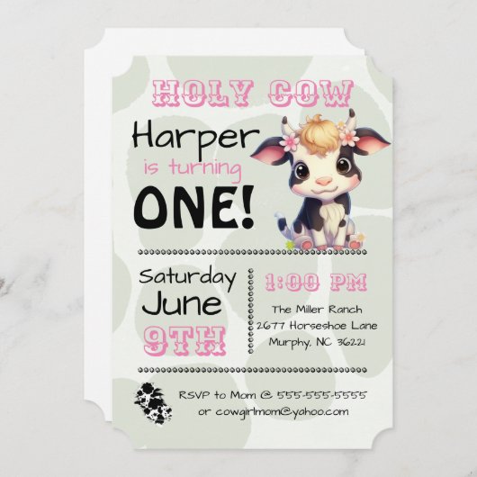 Heilige Koe Land Verjaardagsfeestuitnodiging Kaart (Voorkant / Achterkant)