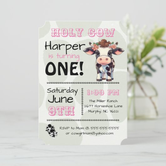 Heilige Koe Land Verjaardagsfeestuitnodiging Kaart (Staand voorkant)