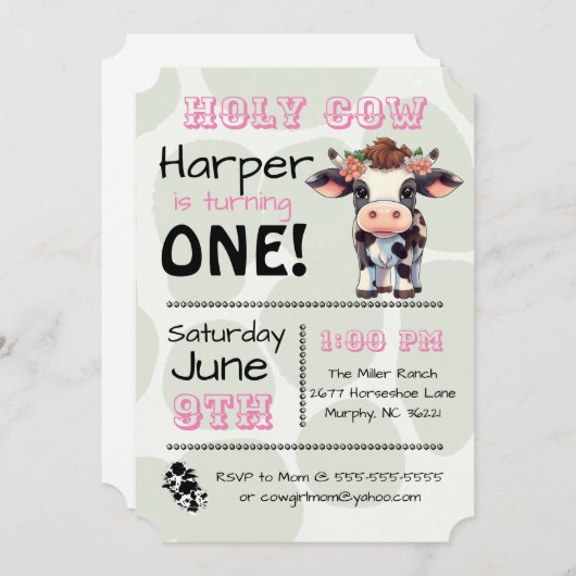 Heilige Koe Land Verjaardagsfeestuitnodiging Kaart (Voorkant / Achterkant)