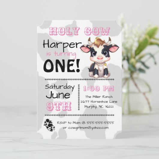 Heilige Koe Land Verjaardagsfeestuitnodiging Kaart (Staand voorkant)