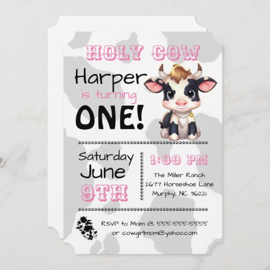 Heilige Koe Land Verjaardagsfeestuitnodiging Kaart (Voorkant / Achterkant)