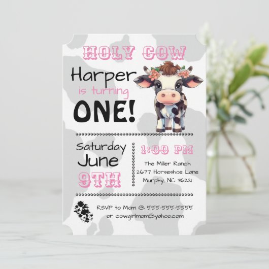 Heilige Koe Land Verjaardagsfeestuitnodiging Kaart (Staand voorkant)