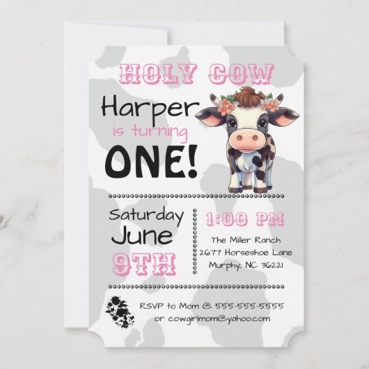 Heilige Koe Land Verjaardagsfeestuitnodiging Kaart (Voorkant)