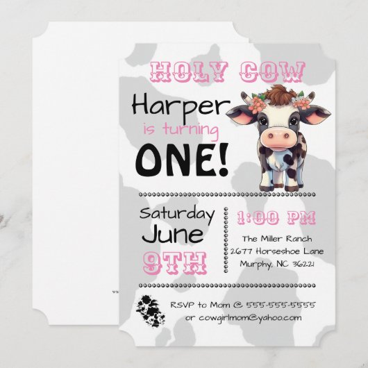 Heilige Koe Land Verjaardagsfeestuitnodiging Kaart (Voorkant / Achterkant)