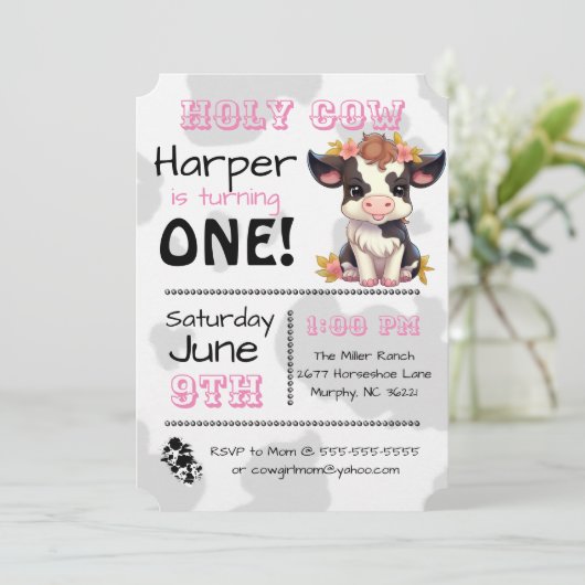 Heilige Koe Land Verjaardagsfeestuitnodiging Kaart (Staand voorkant)