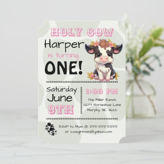 Heilige Koe Land Verjaardagsfeestuitnodiging Kaart (Staand voorkant)