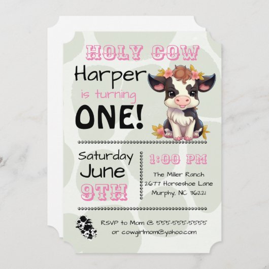 Heilige Koe Land Verjaardagsfeestuitnodiging Kaart (Voorkant / Achterkant)