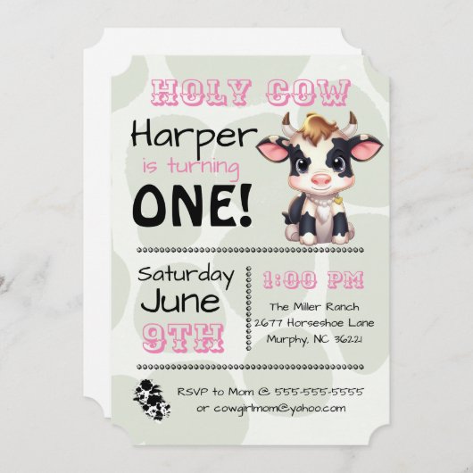 Heilige Koe Land Verjaardagsfeestuitnodiging Kaart (Voorkant / Achterkant)