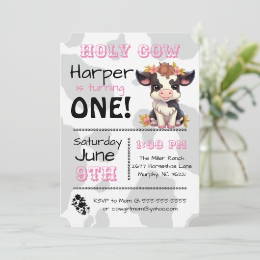 Heilige Koe Land Verjaardagsfeestuitnodiging Kaart (Staand voorkant)