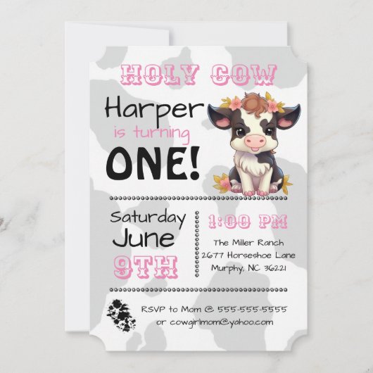 Heilige Koe Land Verjaardagsfeestuitnodiging Kaart (Voorkant)