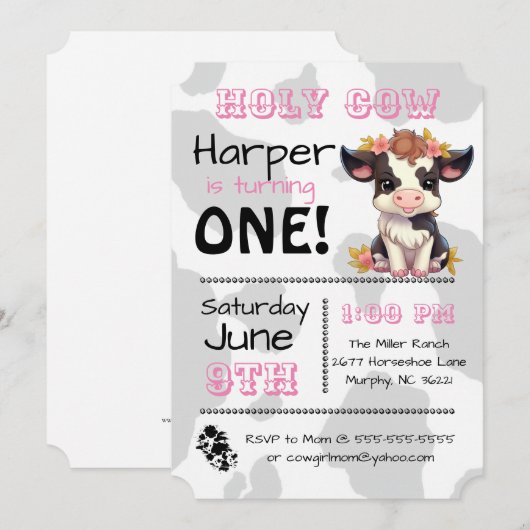 Heilige Koe Land Verjaardagsfeestuitnodiging Kaart (Voorkant / Achterkant)