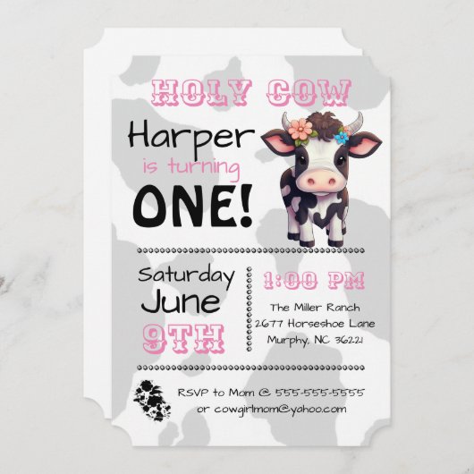 Heilige Koe Land Verjaardagsfeestuitnodiging Kaart (Voorkant / Achterkant)