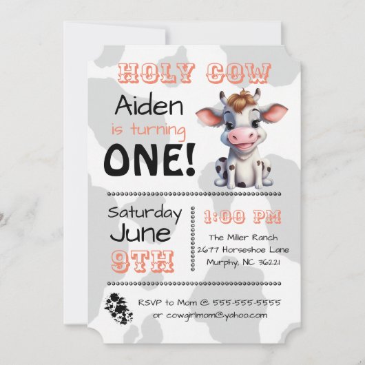 Heilige Koe Land Verjaardagsfeestuitnodiging Kaart (Voorkant)