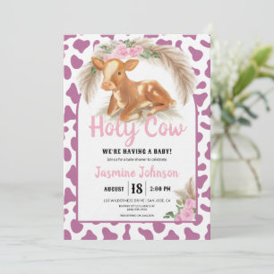 Heilige Koe Magenta Waterverf Floral Baby Girl Cal Kaart