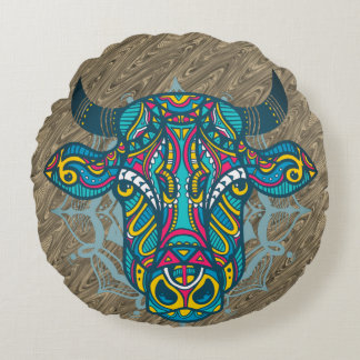 Heilige Koe Mandala Ontwerp Rond Kussen