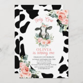 Heilige Koe meisje 1e verjaardag Uitnodiging (Voorkant / Achterkant)