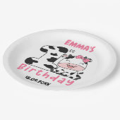 Heilige Koe Meisje 1e Verjaardagsfeestje Papieren Papieren Bordje (Gekanteld)