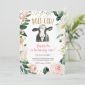 Heilige Koe Meisje Floral Birthday Kaart (Staand voorkant)