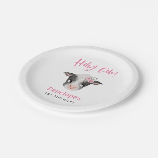 Heilige Koe Meisje Verjaardagsfeest Papieren Bordje (Gekanteld)