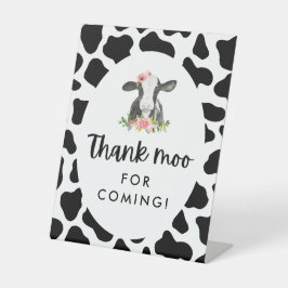 Heilige Koe meisje, vrijdag, bedankt Moo voor het Reclamebord Met Voetstuk