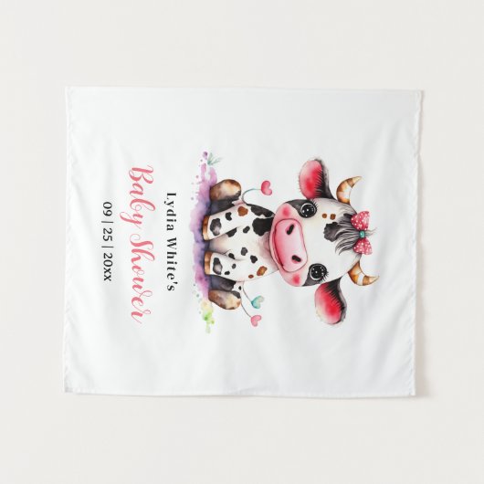 Heilige Koe Minimalistische Meisje Baby Shower Wandkleed (Voorkant (horizontaal))