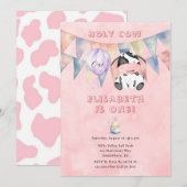 Heilige Koe Naam Meisje 1st. verjaardagsfeestje Kaart (Voorkant / Achterkant)