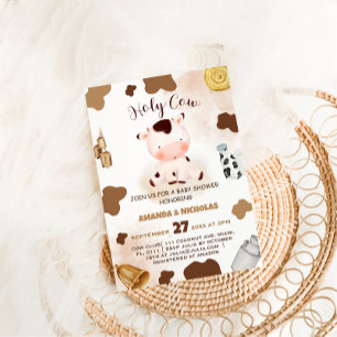 Heilige Koe Neutrale Waterverf Baby shower Kaart