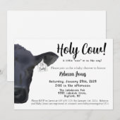 Heilige Koe! Oh Baby shower Invitation Ranch Boerd Kaart (Voorkant / Achterkant)
