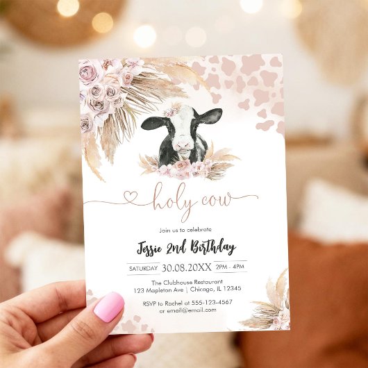 Heilige Koe Pampas Baby Shower Uitnodiging