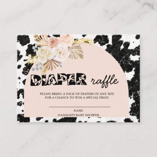 Heilige Koe | Pampas Grass | Diaper Raffle Informatiekaartje (Voorkant)