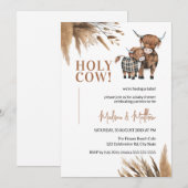 Heilige Koe Pampas Rustic Boerderij Baby shower Kaart (Voorkant / Achterkant)