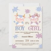 Heilige koe roze blauw gender reveal kaart (Voorkant)