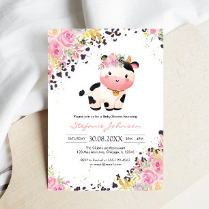 Heilige Koe Roze Bloem Koenenmeisje Baby Shower Kaart
