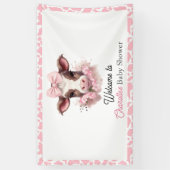 Heilige Koe Roze Boho Baby shower Spandoek (Verticaal)