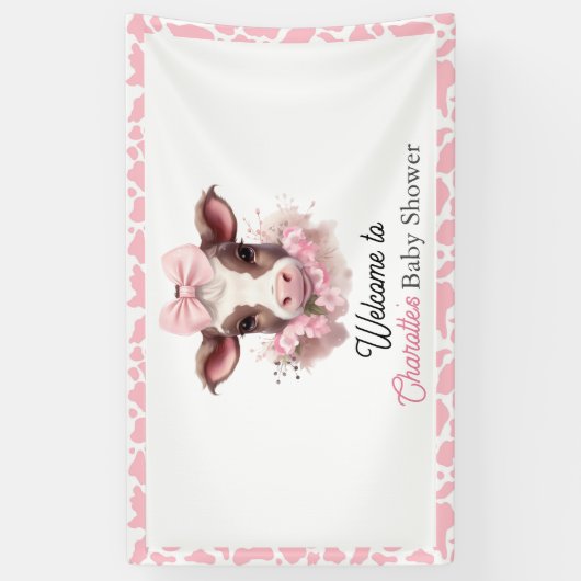 Heilige Koe Roze Boho Baby shower Spandoek (Verticaal)